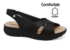 Sandalia Comfortflex Preto SlingBack Couro