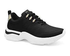 Tenis Casual Ramarim Basico Preto/Dourado