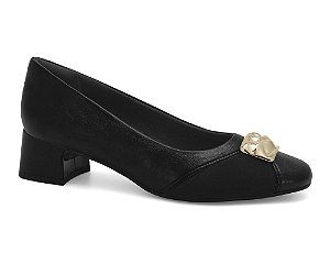 Scarpin Comfortflex Feminino Preto Salto Bloco