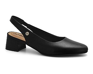 Scarpin SlingBack Comfortflex Preto Salto Bloco