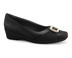 Sapato Anabela Comfortflex Preto Fivela
