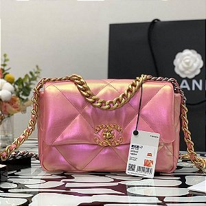 Bolsa Chanel 19 Flap Bag Iridescent Pink