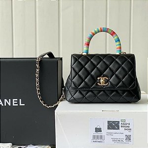 Bolsa Chanel Leather Flap Bag Top Handle