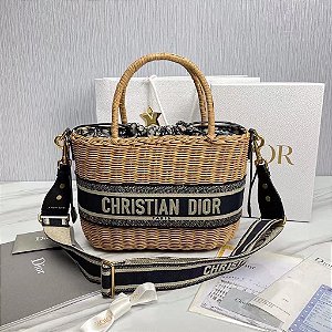 Bolsa Christian Dior Wicker Basket Oblique Canvas Palha