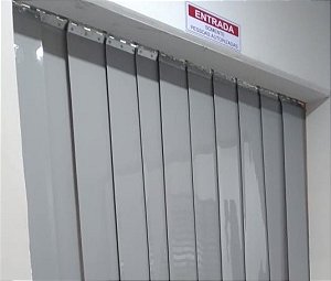 Cortina de PVC Flexível Cinza Opaco - Completa