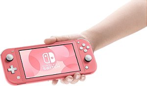 Nintendo Switch Lite Coral semi novo desbloqueado