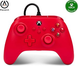 Controle com fio Power a xbox vermelho semi novo