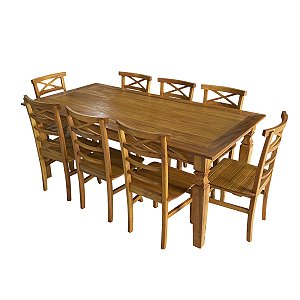 Mesa De Jantar 8 Lugares Cadeiras ABC Madeira De Demolição