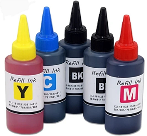 Kit refil tinta 5 cores Canon IX6810 e similares (100ml cada cor)