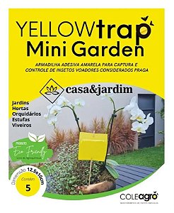 Armadilha Amarela para Insetos - 5 und - Yellow Trap Mini Garden - Coleagro - 12,5x10cm