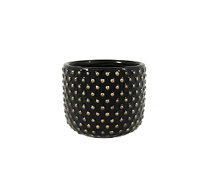 Cachepot Vaso Bolino Preto 8x8 PP - Cerâmica - TS Brasil