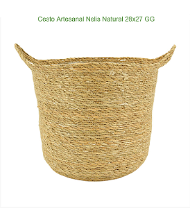 Cesto Artesanal Nelis Natural 28x27 GG - Palha Seagrass - TS Brasil