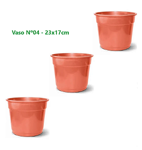 Kit 3 Vasos de Plástico Redondo N04 Cerâmica 4,9 Litros - Nutriplan