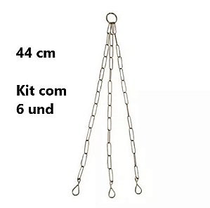 Kit 6 Corrente de Metal Tripla para Vaso Suspenso 44cm