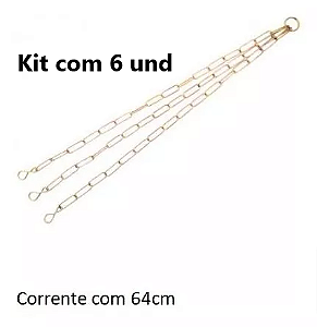 Kit 6 Corrente de Metal Tripla para Vaso Suspenso 64cm