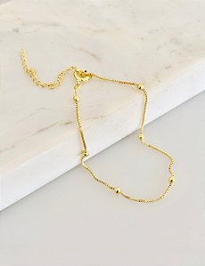 Pulseira bolinha delicada em banhado a ouro 18k