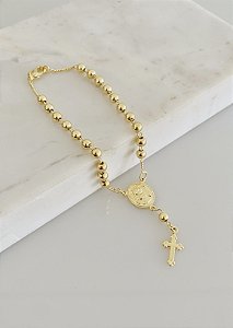 Pulseira anjinho com bolas ocas em banho de ouro 18k