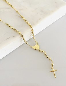 Colar terço Espírito Santo em banho de ouro 18k