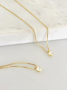 Colar ponto de luz coração banhado a ouro 18k