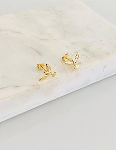 Brinco Espírito Santo pequeno em banho de ouro 18k