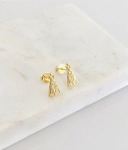 Brinco Nossa Senhora de Aparecida em banho de ouro 18k