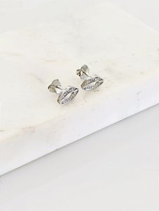 Brinco boca com zircônia banhado a rôdio branco