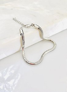 Pulseira rabo de rato em banho de rôdio branco