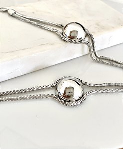 Pulseira esfera com corrente rabo de rato em banho de ouro 18k