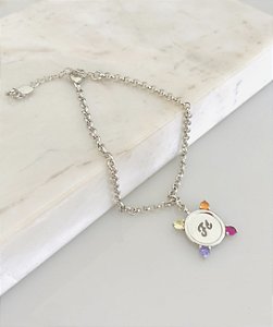 Pulseira fé com corrente de elo portugues em banho de rôdio branco