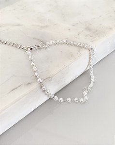 Pulseira pérola com rivieria em banho de prata 1000