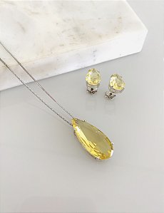 Conjunto gota na corrente veneziana em semijoia