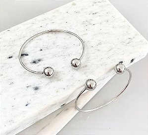 Bracelete com duas esfera em semijoia