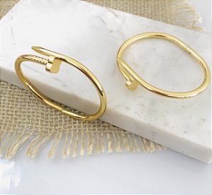 Bracelete prego com detalhe flor em aço 316L Premium