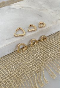 Trio argola de coração zircônia BIJU PREMIUM