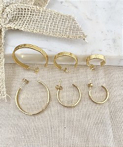 Trio de argola em aço 316L Premium