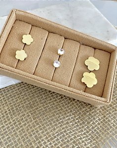 Trio de brinco flor em Aço 316L Premium