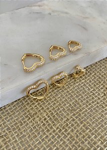 Trio de argola de coração BIJU PREMIUM