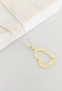 Colar amor em semijoia na corrente veneziana