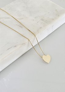 Colar coração liso em semijoia