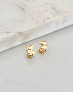 Brinco cavalo em banho de ouro