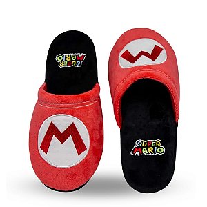 Pantufa Chinelo de Quarto Logo Super Mario