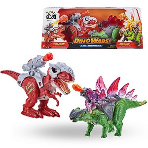 Dino Wars T-rex vs Stegosaurus Dinossauro Robo Alive™