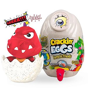Pelúcia Interativa c/ Vibração e Som - Ovo Crackin Eggs Jurassic Friends Roarasaurus
