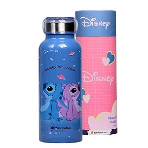 Garrafa Bubble Térmica Holográfica 500ml Angel & Stitch™ Namorados - Disney
