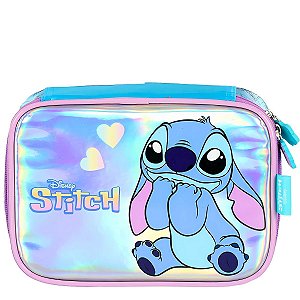 Estojo Box 100 pens Metalizado Azul Stitch  - Disney