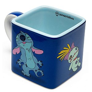 Caneca Cubo Stitch Voodo e Angel 300ml - Disney