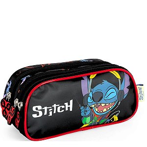 Estojo Triplo Divertido Preto Stitch - Disney
