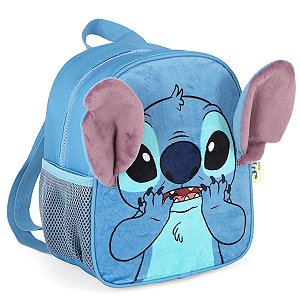 Lancheira Stitch Pelúcia e Orelhas 3D Azul UP4YOU - Disney Oficial - Design Premium