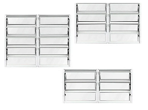 JANELA BASCULANTE 2 SEÇÕES VIDRO MINI BOREAL ALUMÍNIO BRANCO - LINHA RESISTENCE