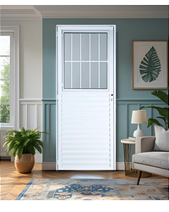PORTA SOCIAL COM POSTIGO VIDRO BOREAL ALUMÍNIO BRANCO - LINHA 25